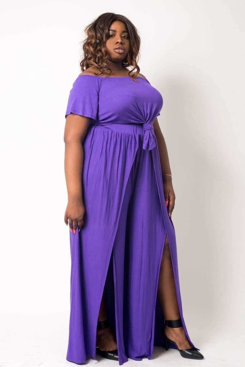 Plus Size Crop Top Pant Set - The Diva Goddess