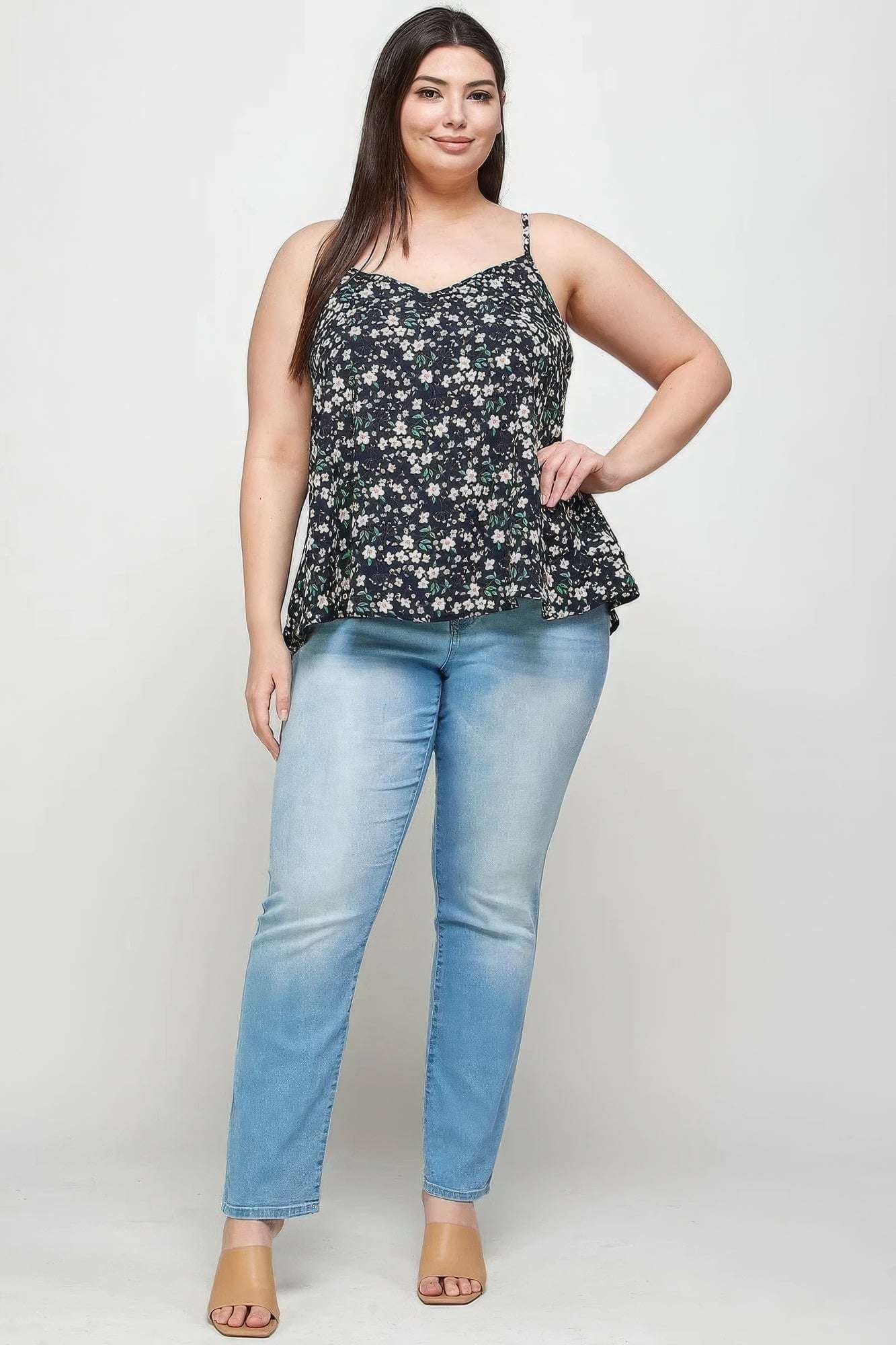 Plus Size, Ditsy Floral Print Cami Top - The Diva Goddess