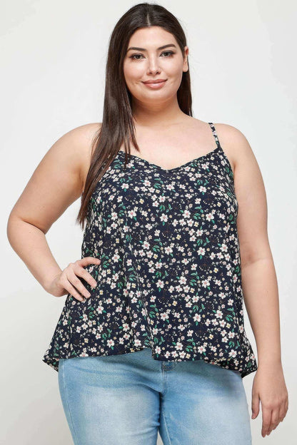 Plus Size, Ditsy Floral Print Cami Top - The Diva Goddess