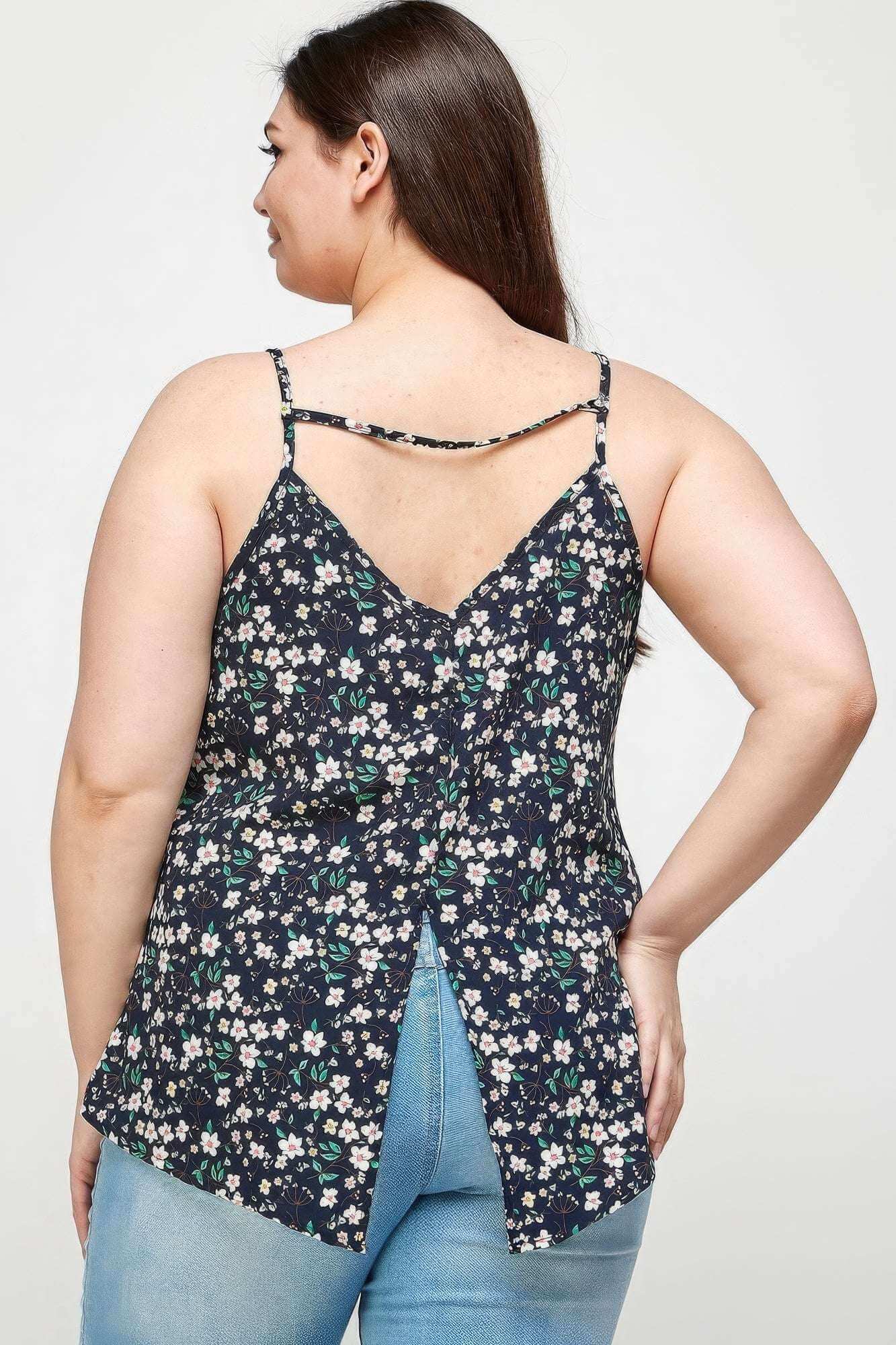 Plus Size, Ditsy Floral Print Cami Top - The Diva Goddess