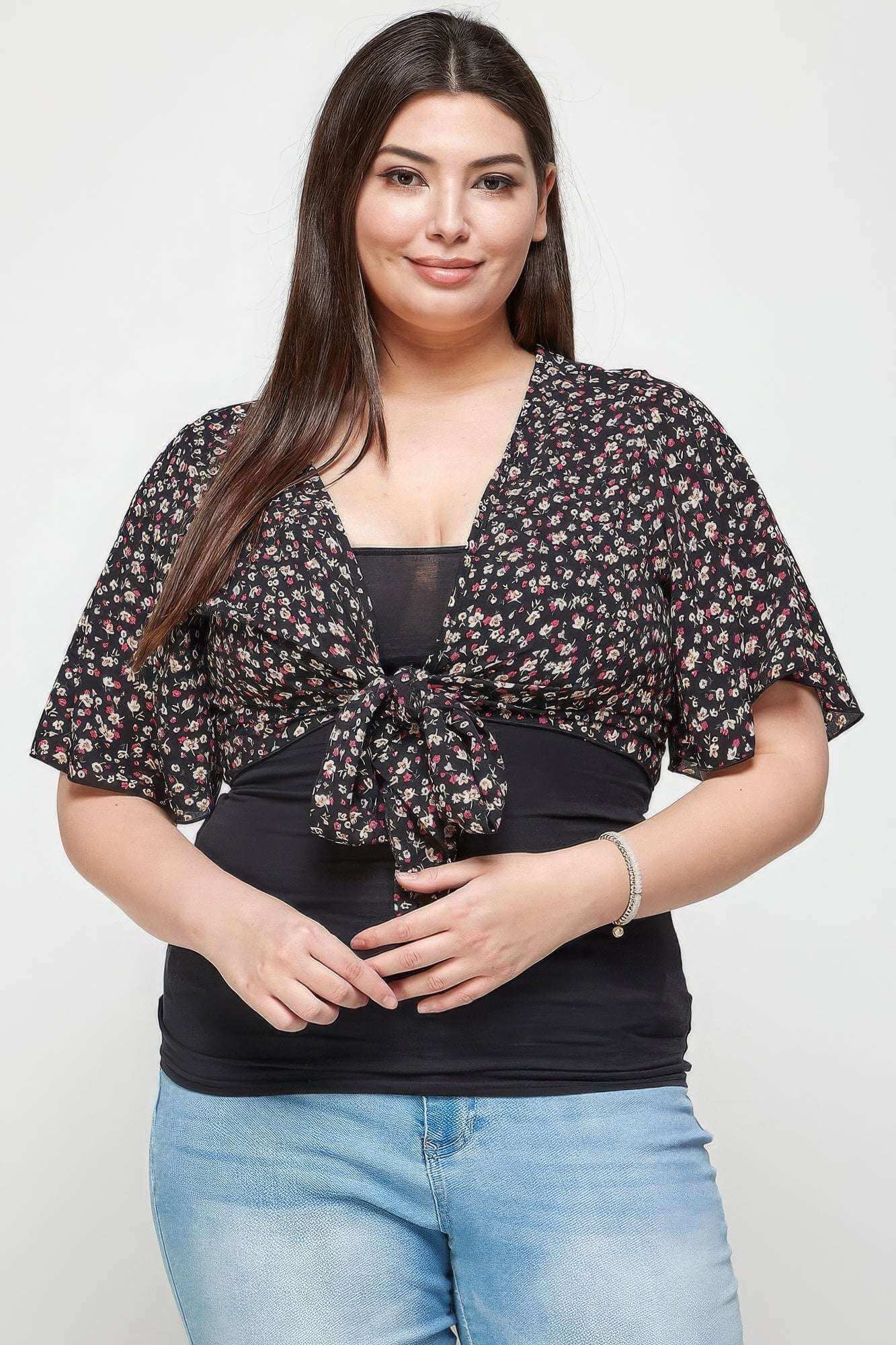 Plus Size Floral Bolero - The Diva Goddess