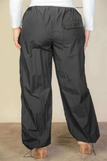 Plus Size Drawstring Waist Parachute Pants - The Diva Goddess