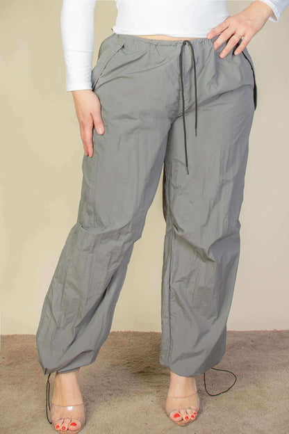 Plus Size Drawstring Waist Parachute Pants - The Diva Goddess