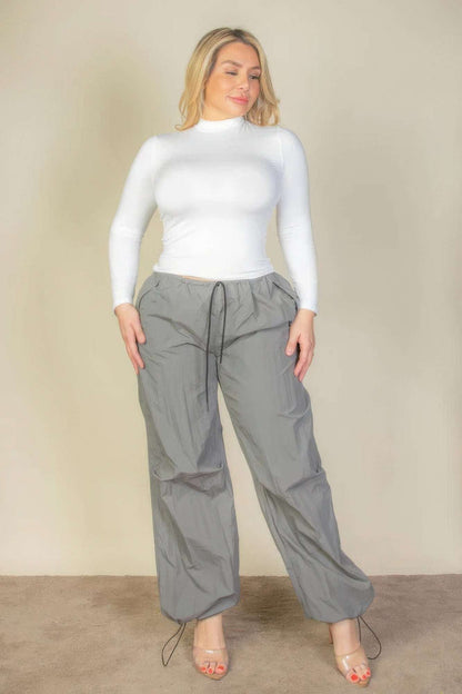 Plus Size Drawstring Waist Parachute Pants - The Diva Goddess