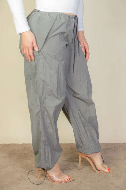 Plus Size Drawstring Waist Parachute Pants - The Diva Goddess