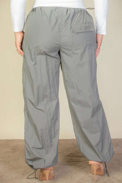 Plus Size Drawstring Waist Parachute Pants - The Diva Goddess