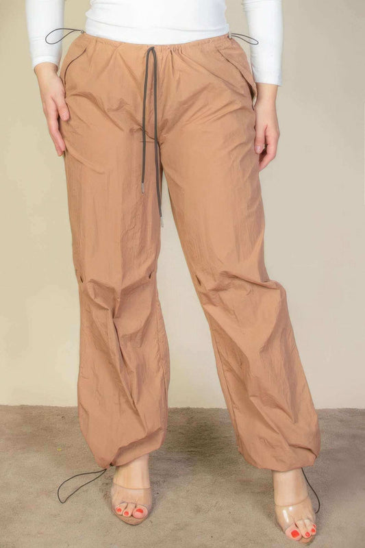 Plus Size Drawstring Waist Parachute Pants - The Diva Goddess