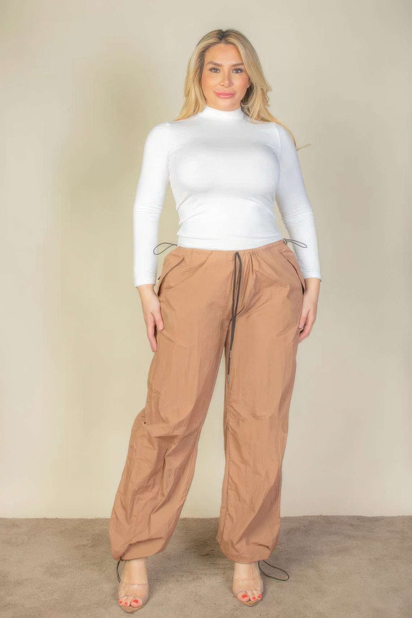 Plus Size Drawstring Waist Parachute Pants - The Diva Goddess