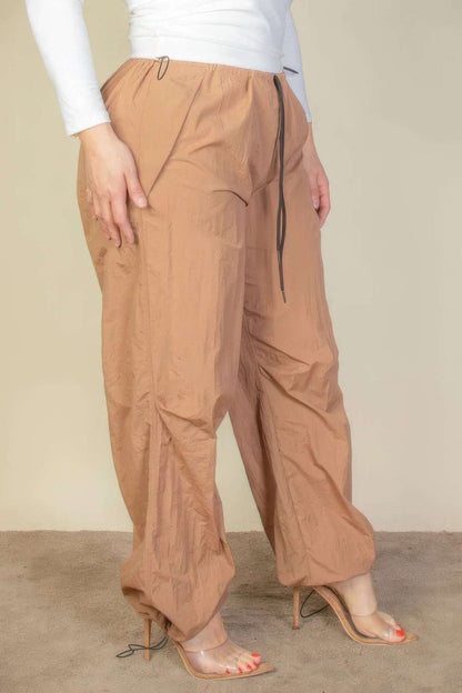 Plus Size Drawstring Waist Parachute Pants - The Diva Goddess