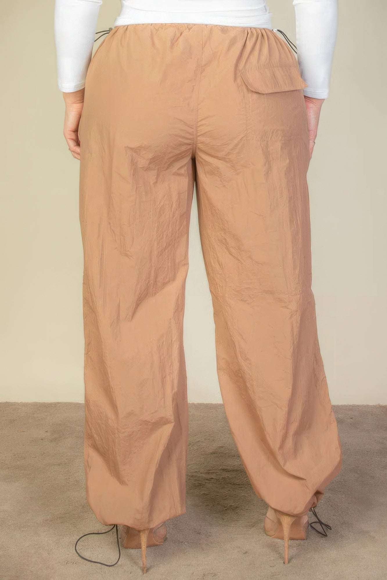 Plus Size Drawstring Waist Parachute Pants - The Diva Goddess