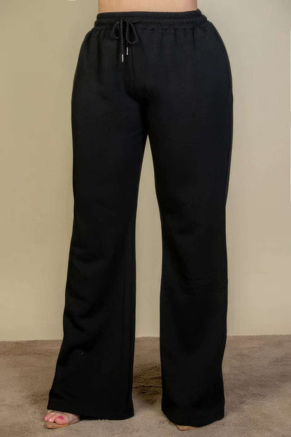 Plus Size Drawstring Waist Slant Pocket Sweatpants - The Diva Goddess