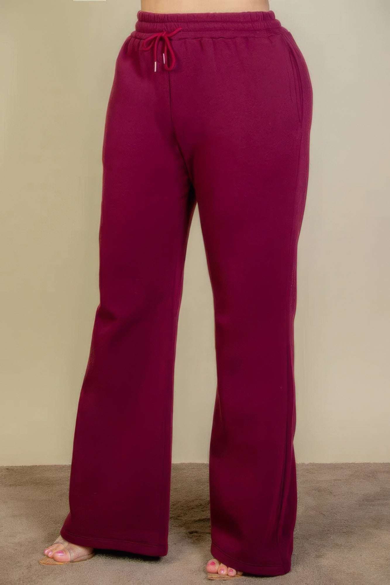 Plus Size Drawstring Waist Slant Pocket Sweatpants - The Diva Goddess