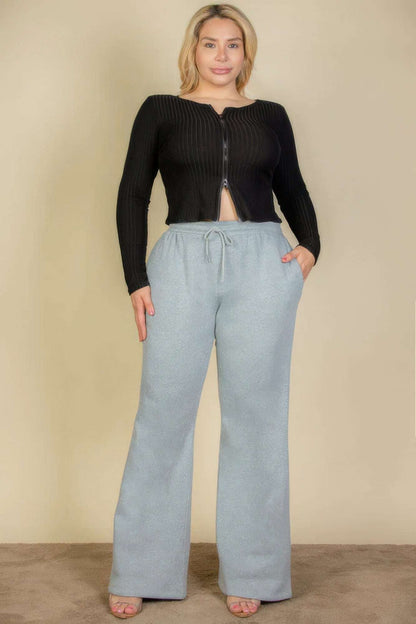 Plus Size Drawstring Waist Slant Pocket Sweatpants - The Diva Goddess