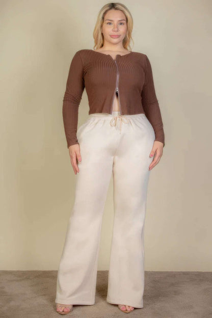 Plus Size Drawstring Waist Slant Pocket Sweatpants - The Diva Goddess