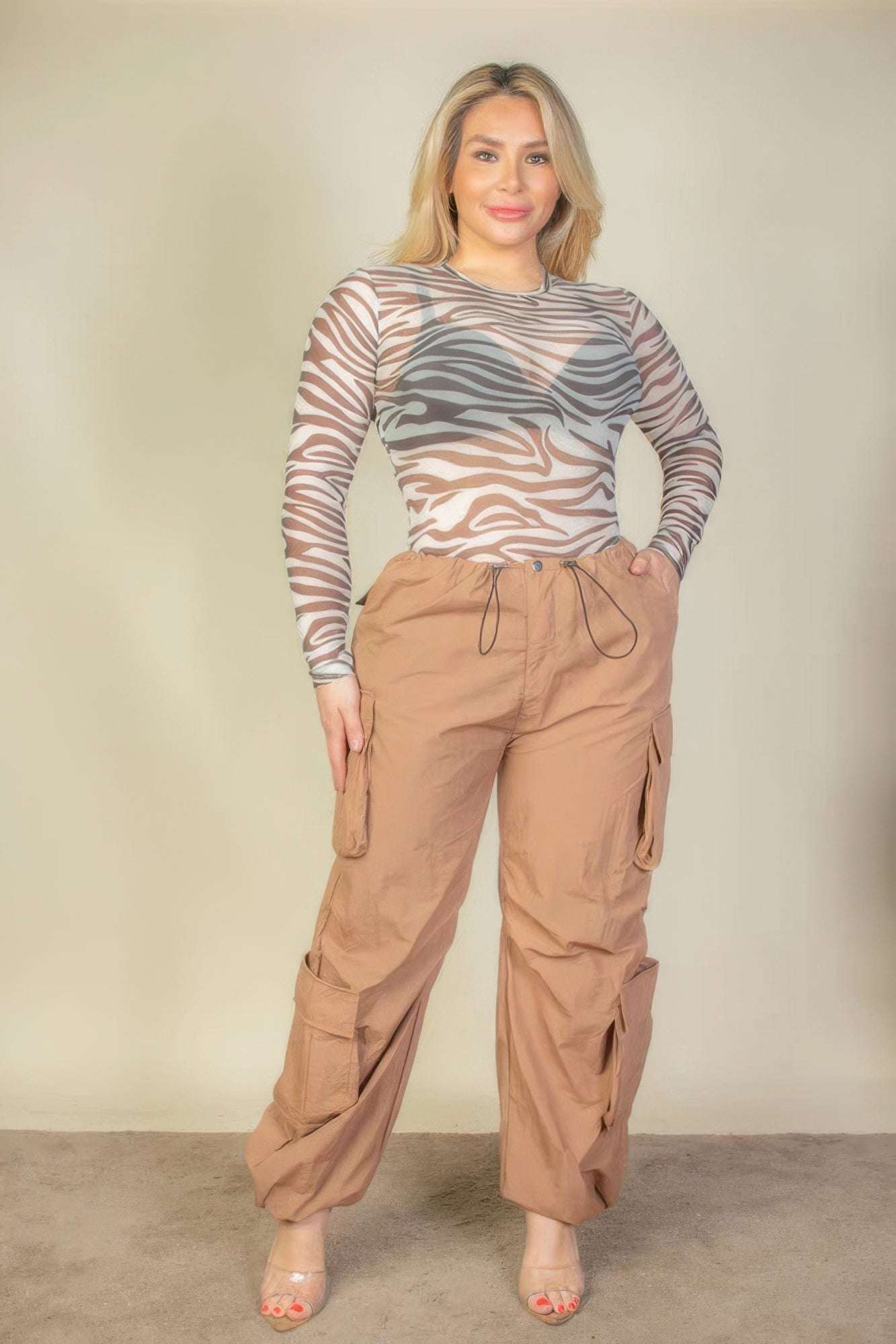 Plus Size Flap Pockets Drawstring Ruched Parachute Pants - The Diva Goddess