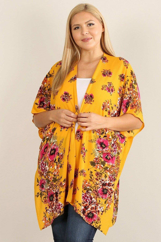 Plus Size Floral Print Kimono - The Diva Goddess