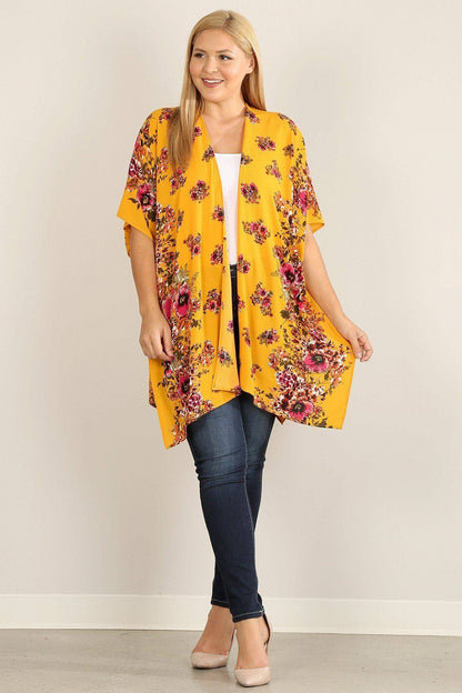 Plus Size Floral Print Kimono - The Diva Goddess