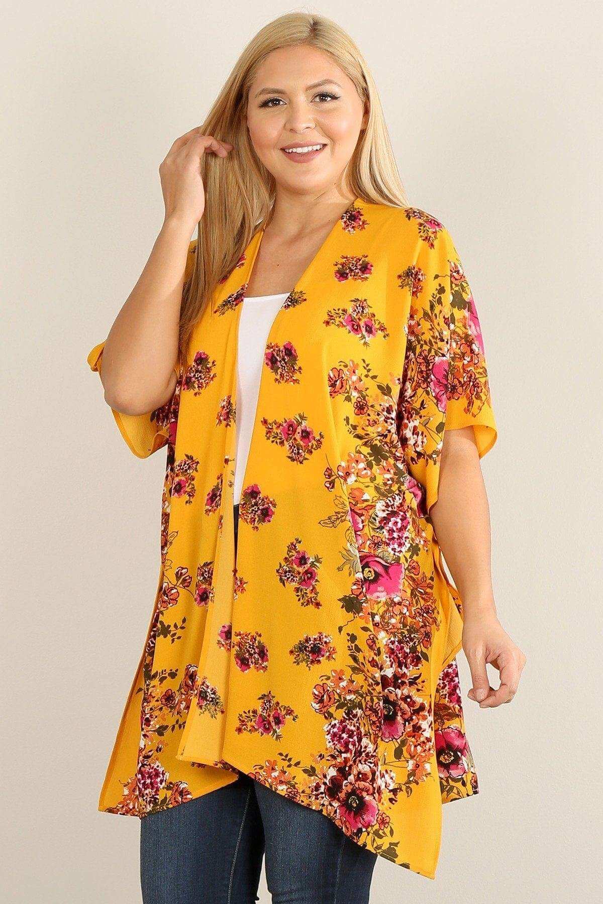 Plus Size Floral Print Kimono - The Diva Goddess