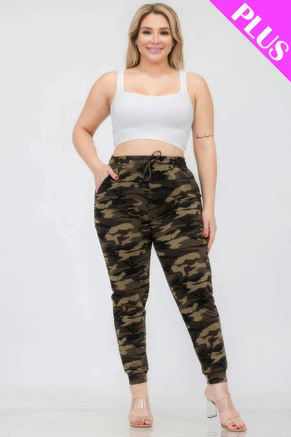 Plus Size French Terry Camo Print Joggers - The Diva Goddess