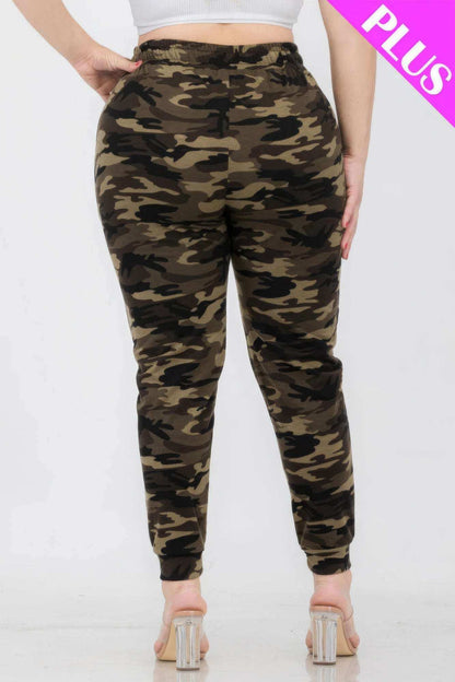 Plus Size French Terry Camo Print Joggers - The Diva Goddess