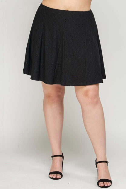 Plus Size, Knit Eyelet A-line Skirt - The Diva Goddess