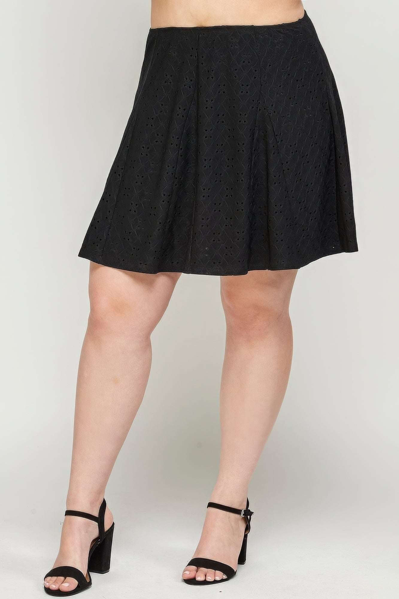 Plus Size, Knit Eyelet A-line Skirt - The Diva Goddess