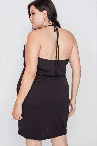 Plus Size Lace Detail Bodycon Mini Dress - The Diva Goddess