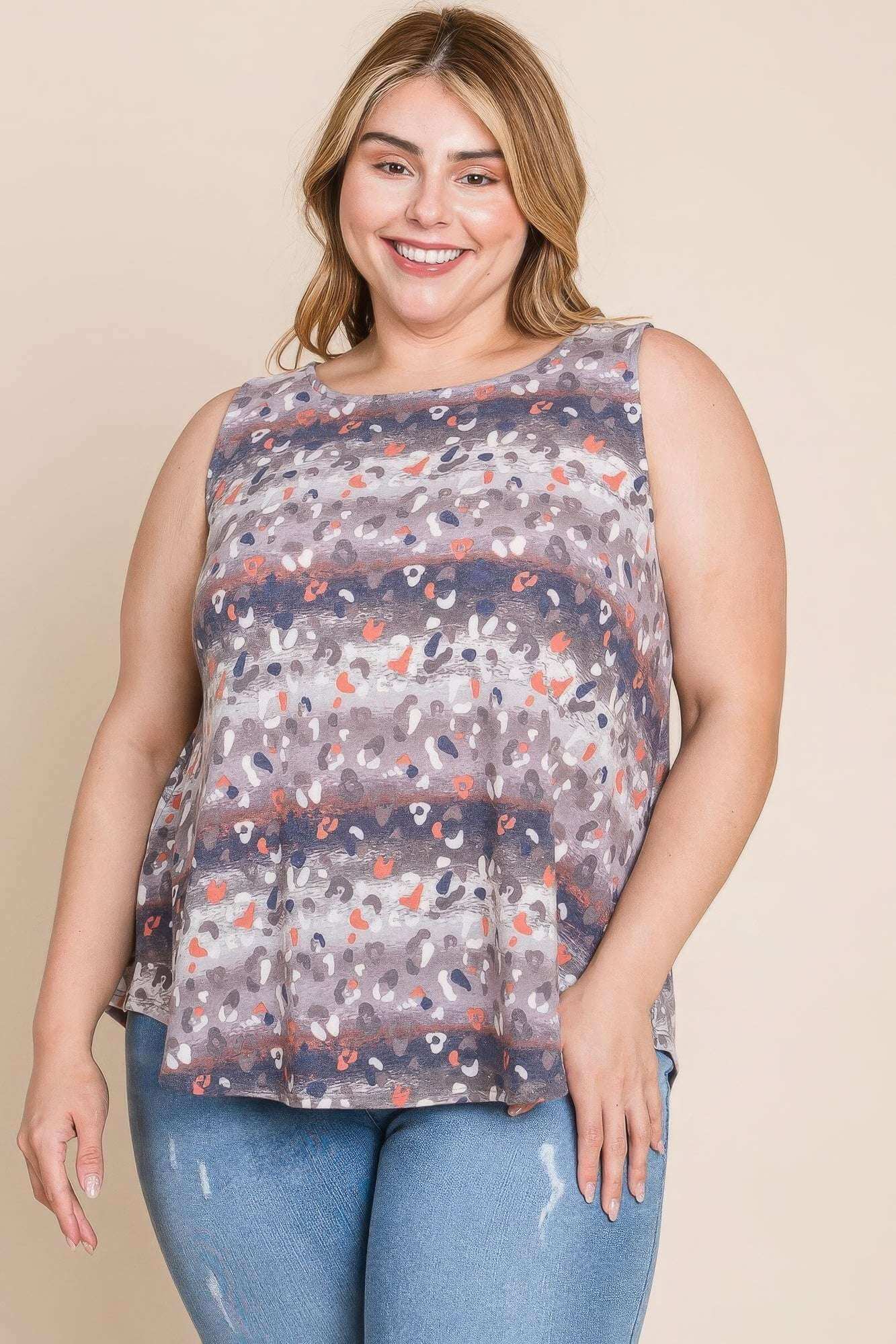 Plus Size Multi Tie Dye Animal Printed Tunic Tank - The Diva Goddess