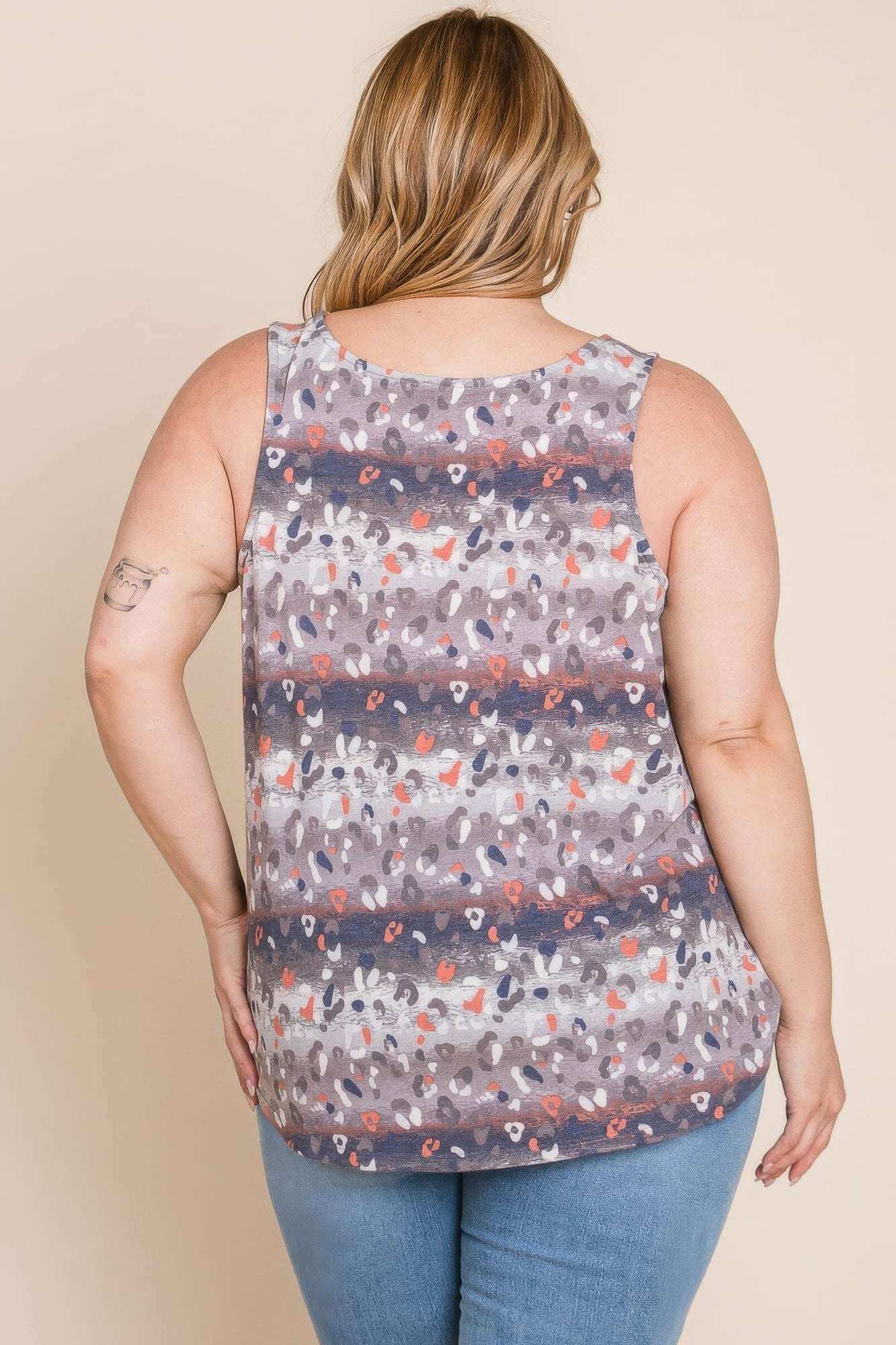 Plus Size Multi Tie Dye Animal Printed Tunic Tank - The Diva Goddess