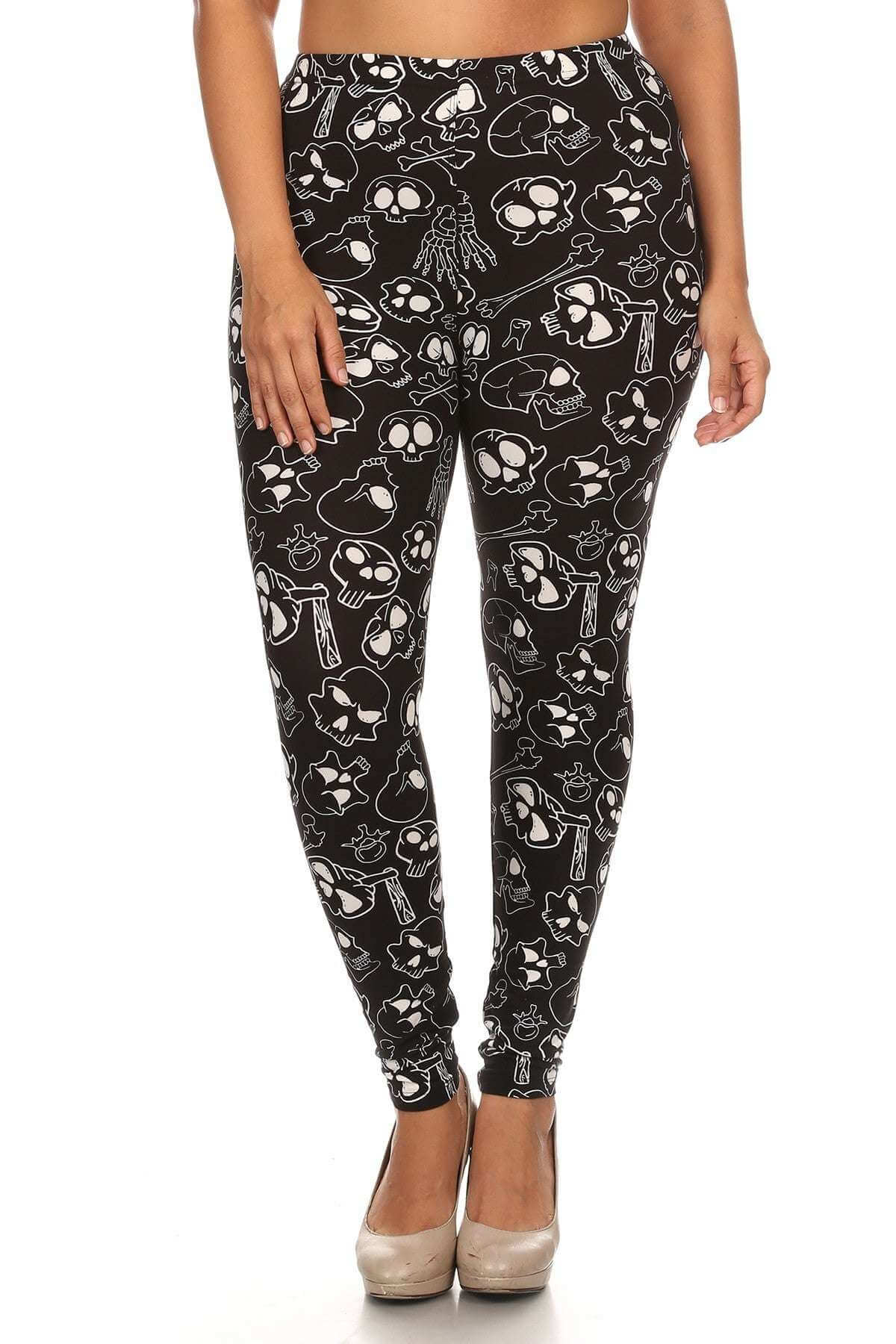 Plus Size Print, Full Length Leggings In A Fitted Style With A Banded High Waist - The Diva Goddess