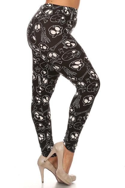 Plus Size Print, Full Length Leggings In A Fitted Style With A Banded High Waist - The Diva Goddess