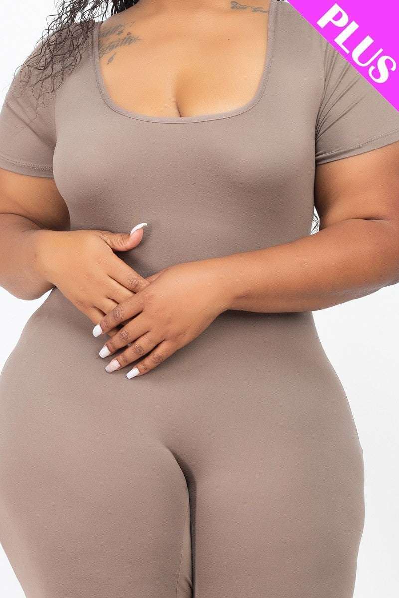 Plus Size Short Sleeve Bodycon Romper - The Diva Goddess