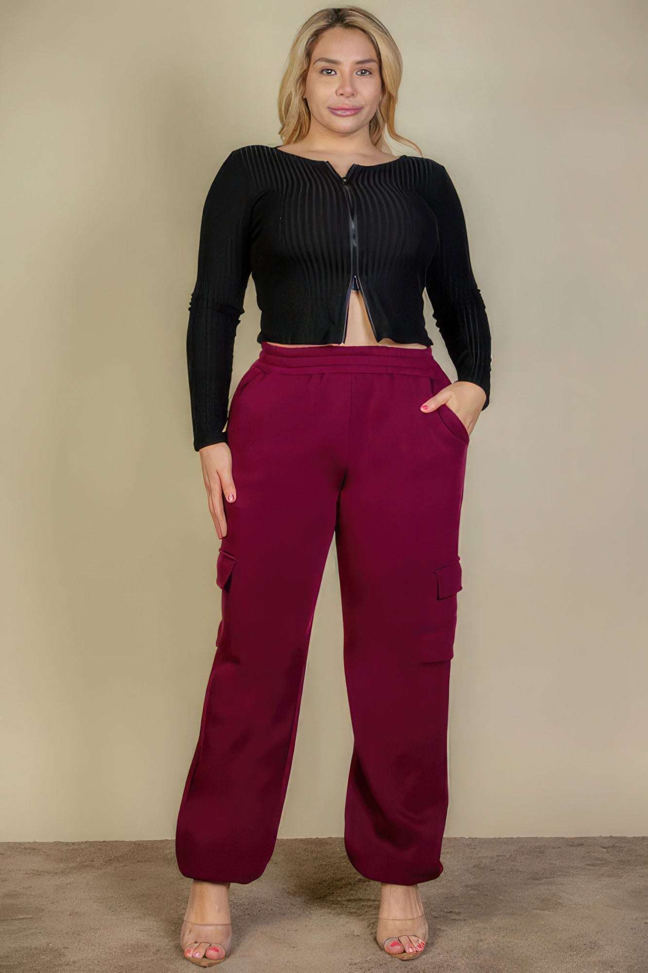 Plus Size Side Pocket Drawstring Waist Sweatpants - The Diva Goddess