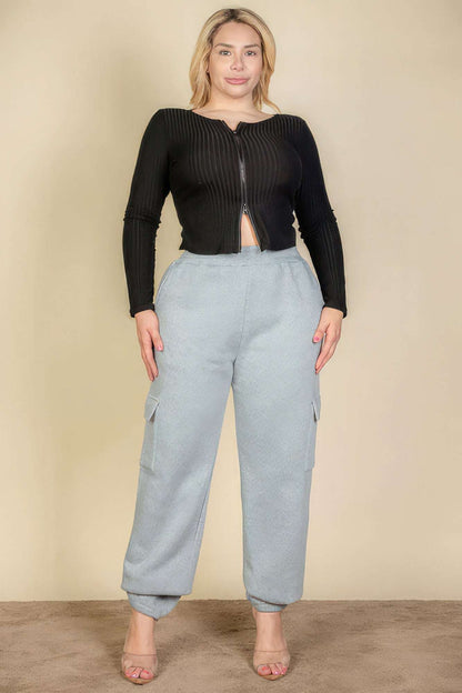 Plus Size Side Pocket Drawstring Waist Sweatpants - The Diva Goddess