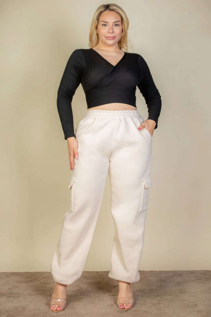 Plus Size Side Pocket Drawstring Waist Sweatpants - The Diva Goddess