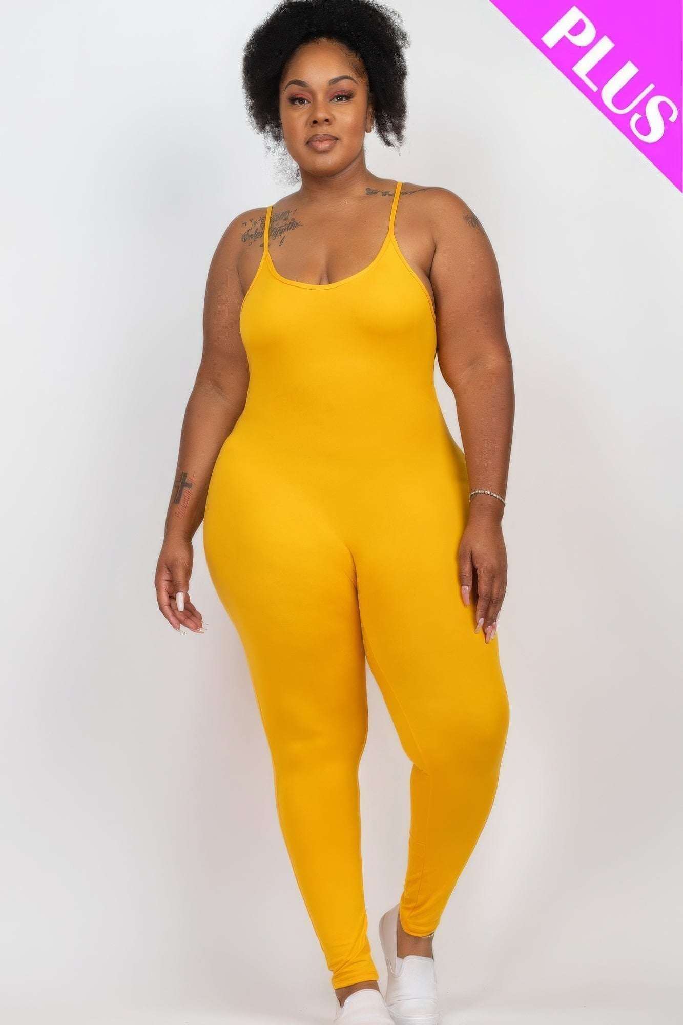 Plus Size Solid Bodycon Cami Jumpsuit - The Diva Goddess