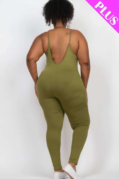 Plus Size Solid Bodycon Cami Jumpsuit - The Diva Goddess