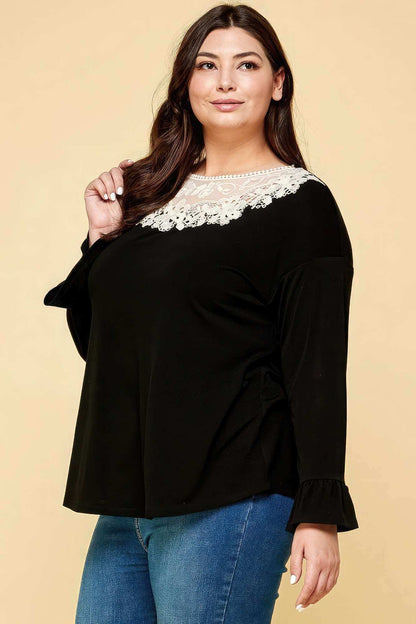 Plus Size Solid Long Sleeve Top - The Diva Goddess