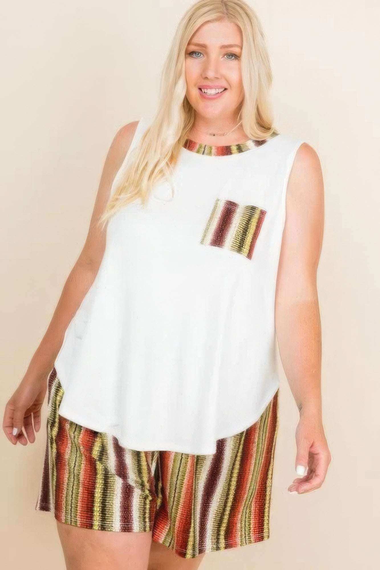 Plus Size Solid Sleeveless French Terry Tank Top - The Diva Goddess