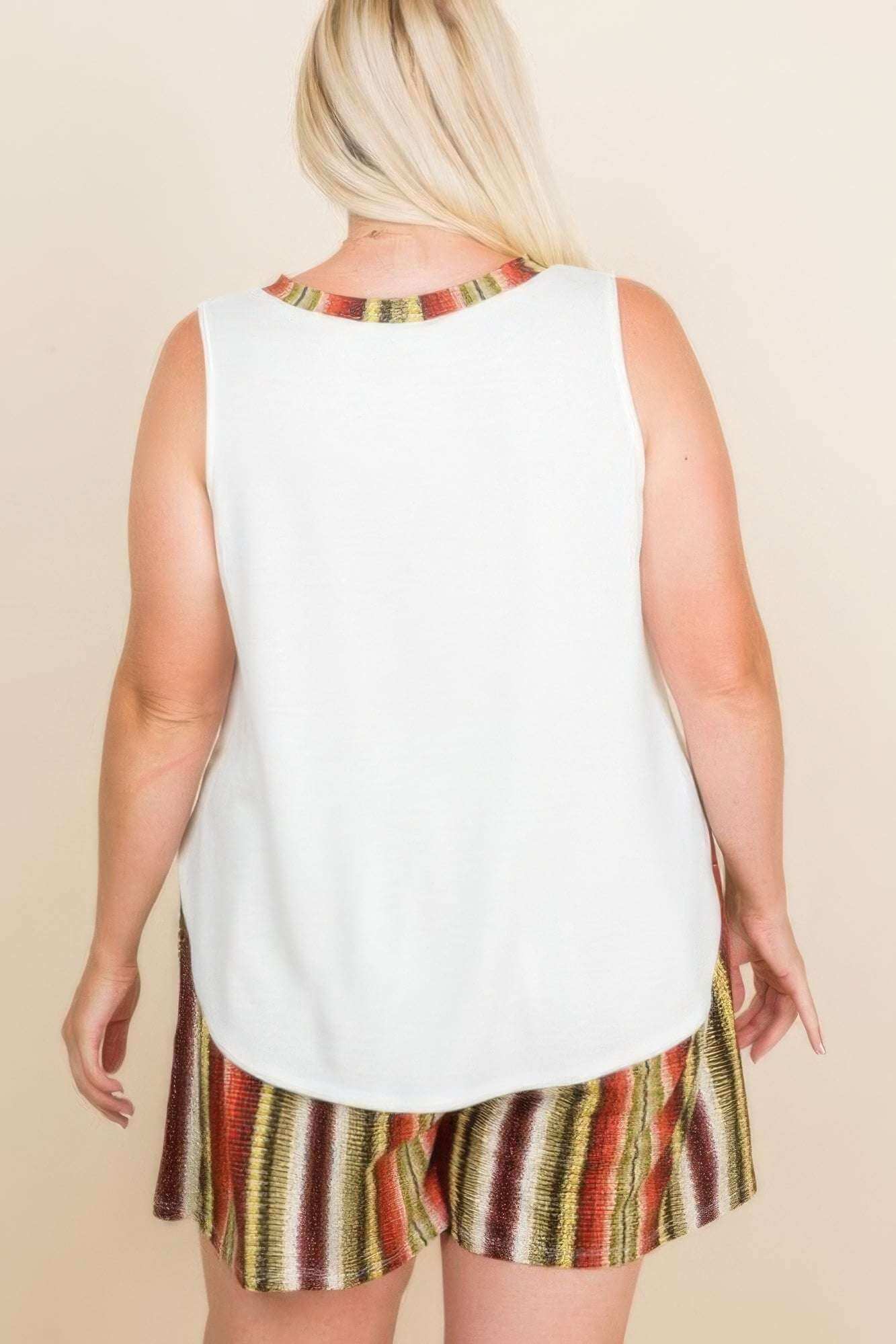 Plus Size Solid Sleeveless French Terry Tank Top - The Diva Goddess