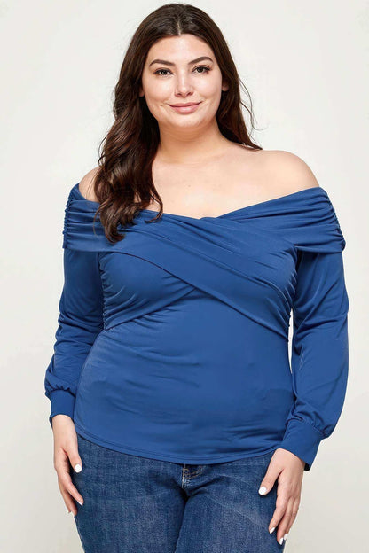 Plus Size Solid Wrap Dressy Top - The Diva Goddess