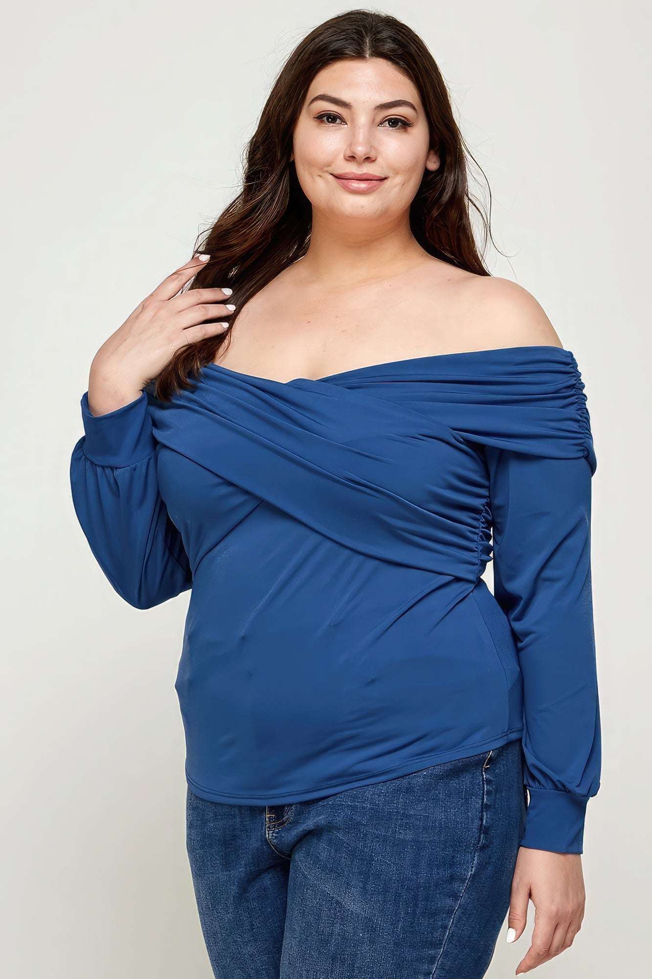 Plus Size Solid Wrap Dressy Top - The Diva Goddess