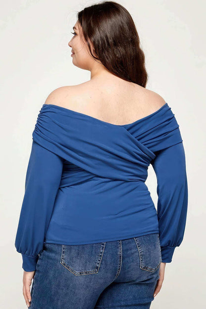 Plus Size Solid Wrap Dressy Top - The Diva Goddess