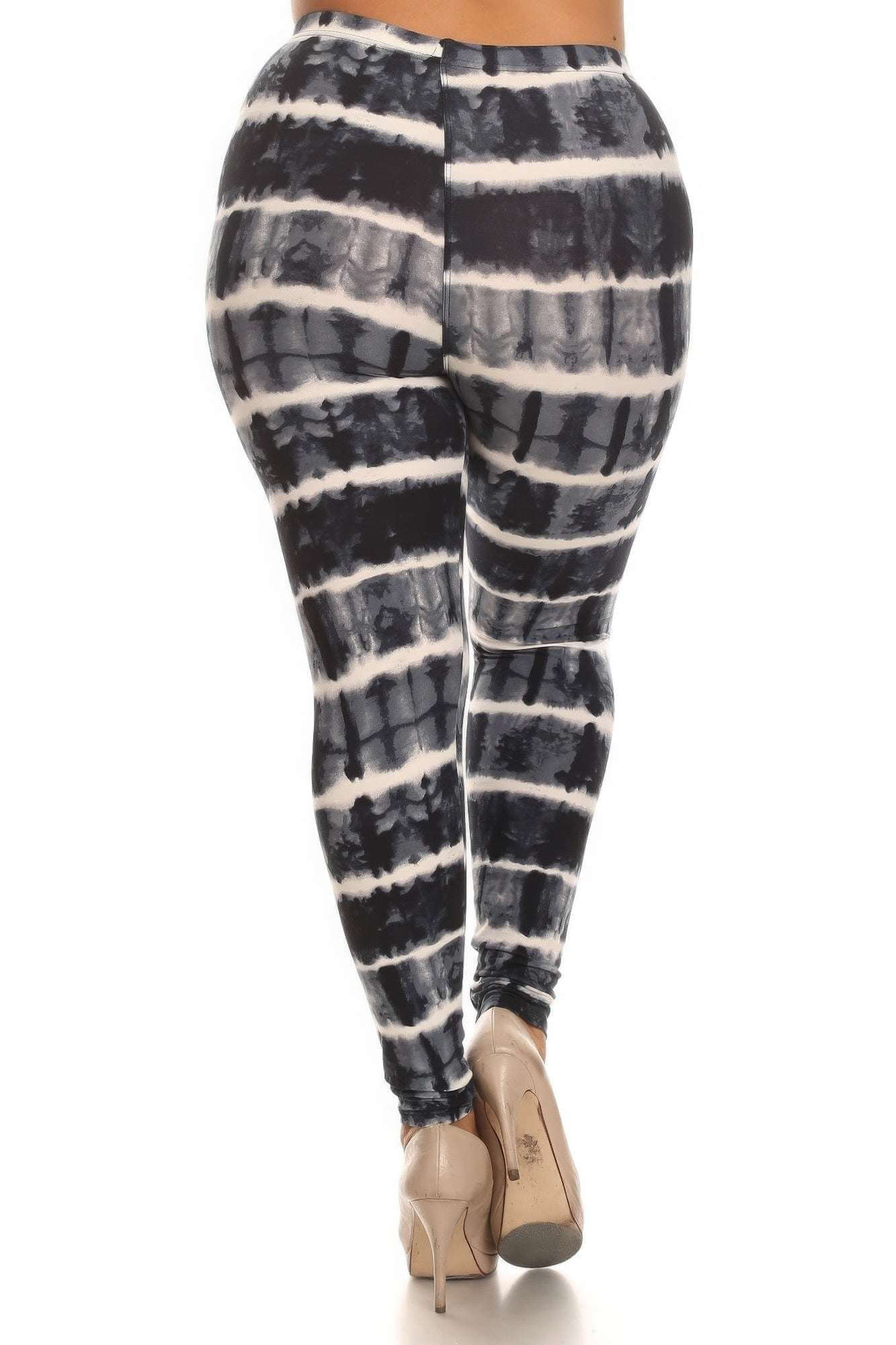 Plus Size Tie Dye Print, Full Length Leggings In A Fitted Style With A Banded High Waist - The Diva Goddess