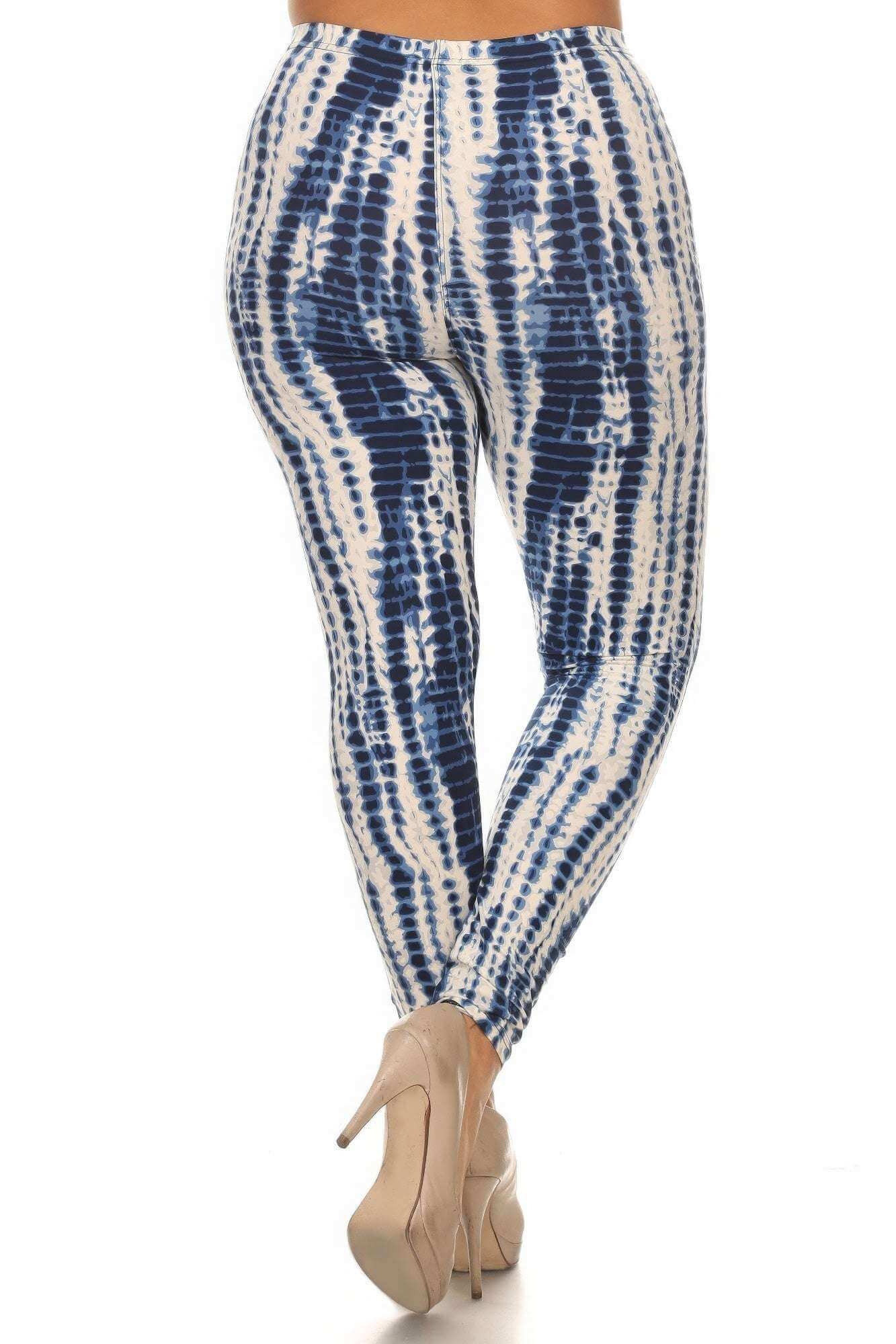 Plus Size Tie Dye Print, Full Length Leggings In A Slim Fitting Style With A Banded High Waist - The Diva Goddess