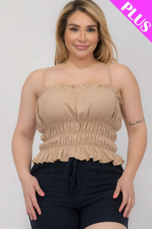 Plus Size Tiered Shirred Body Crop Top - The Diva Goddess