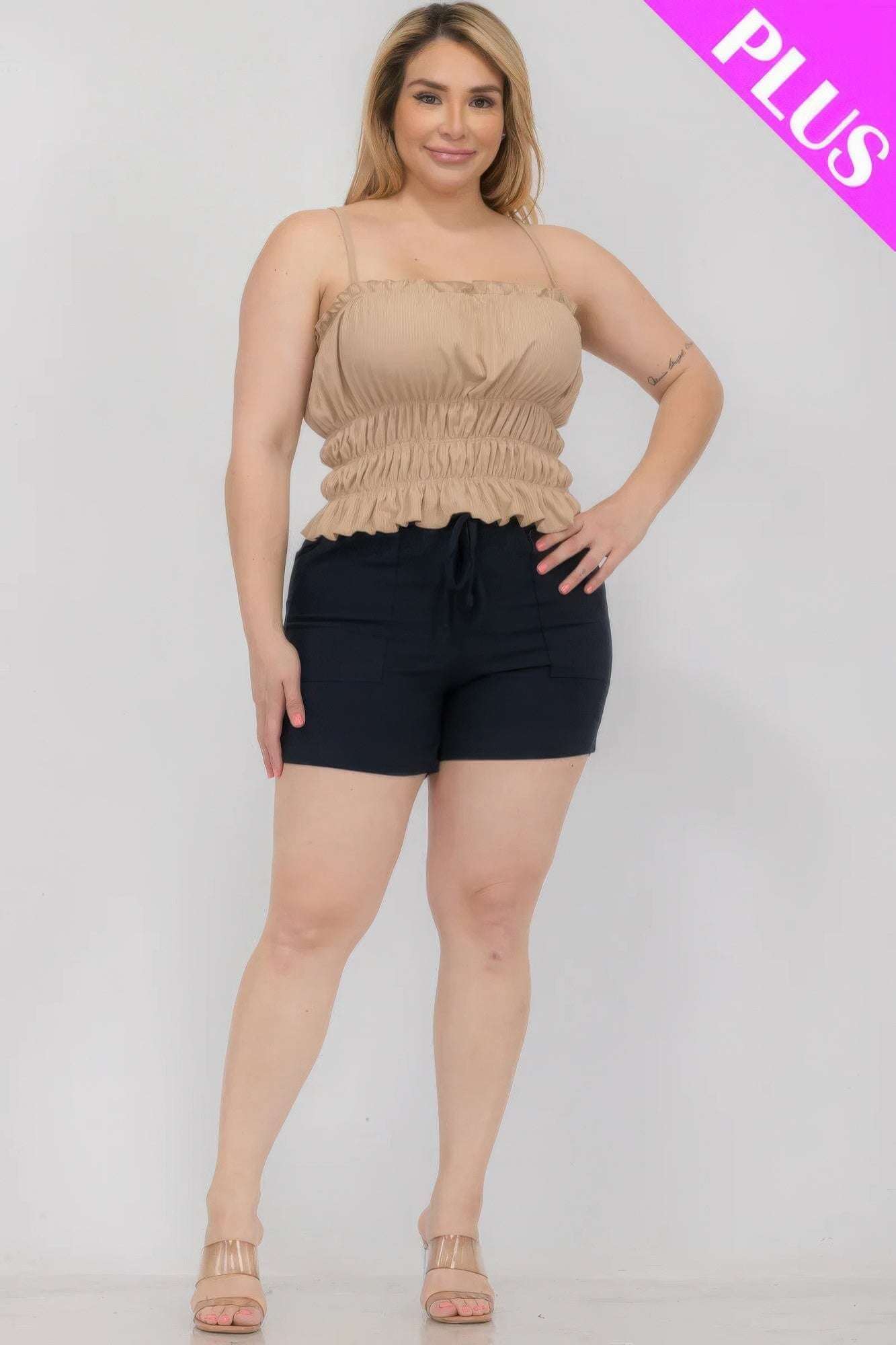 Plus Size Tiered Shirred Body Crop Top - The Diva Goddess