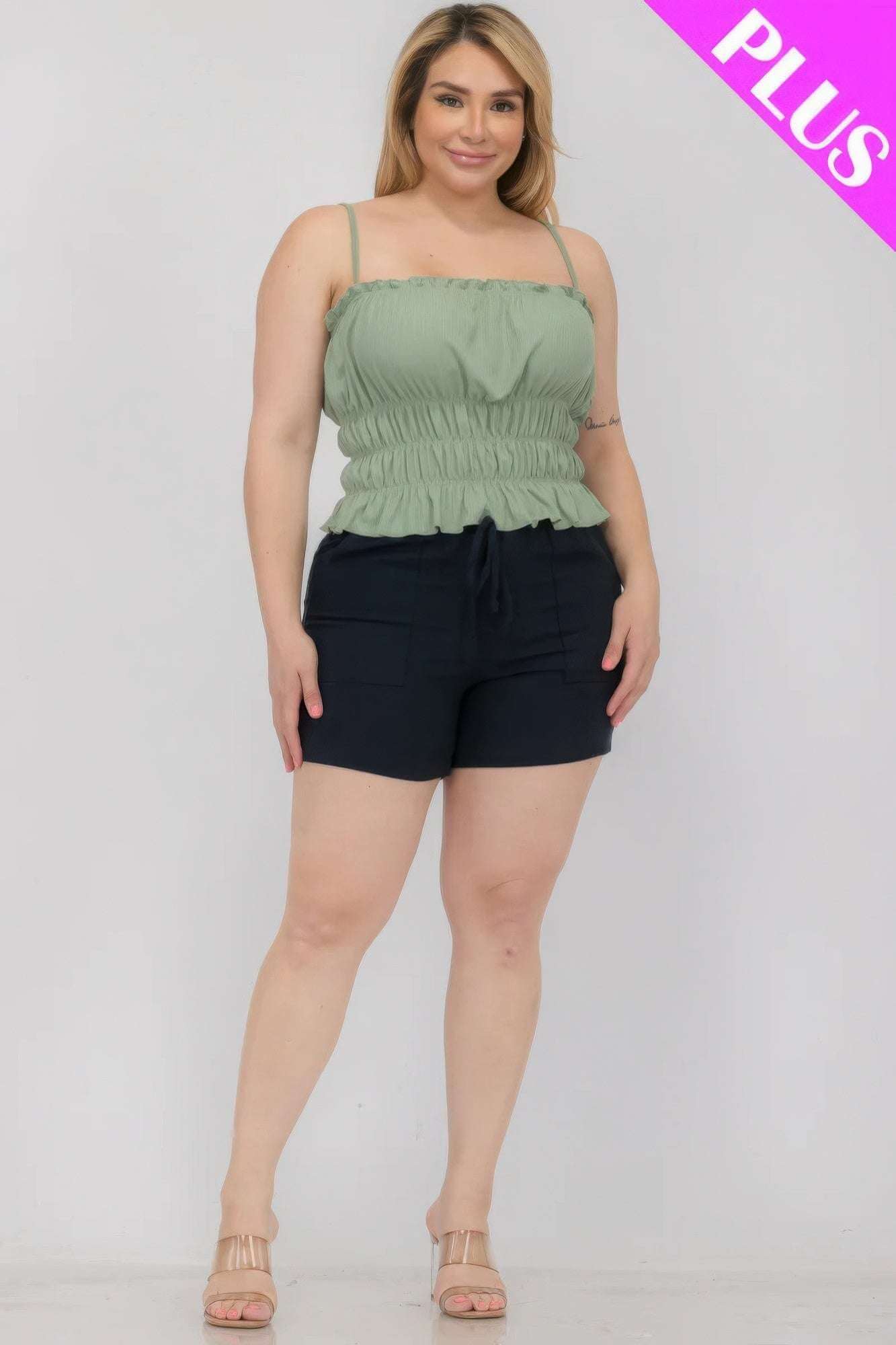 Plus Size Tiered Shirred Body Crop Top - The Diva Goddess