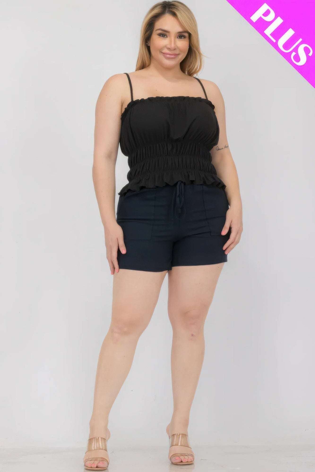 Plus Size Tiered Shirred Body Crop Top - The Diva Goddess