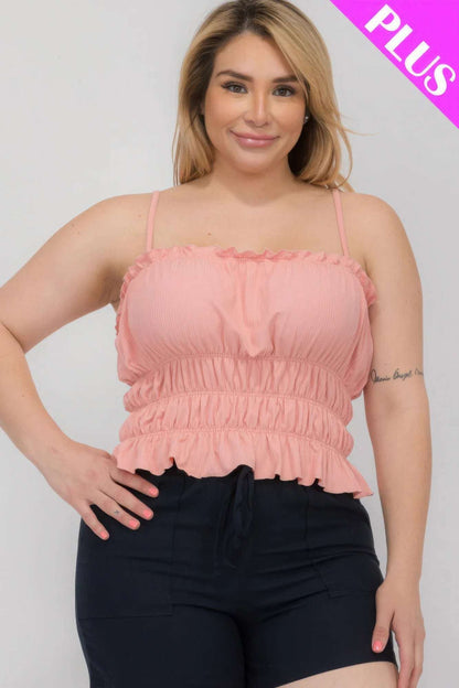 Plus Size Tiered Shirred Body Crop Top - The Diva Goddess